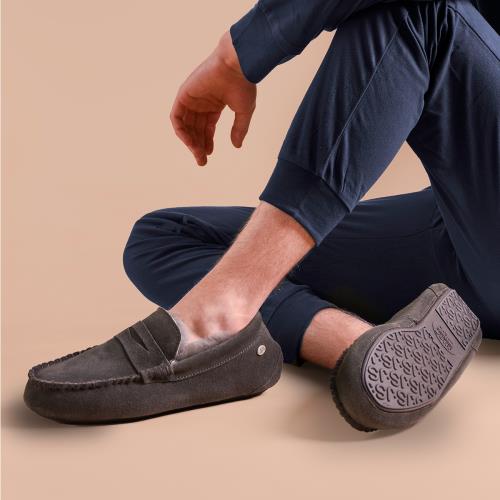 Mens Quentin Sheepskin Slipper Granite